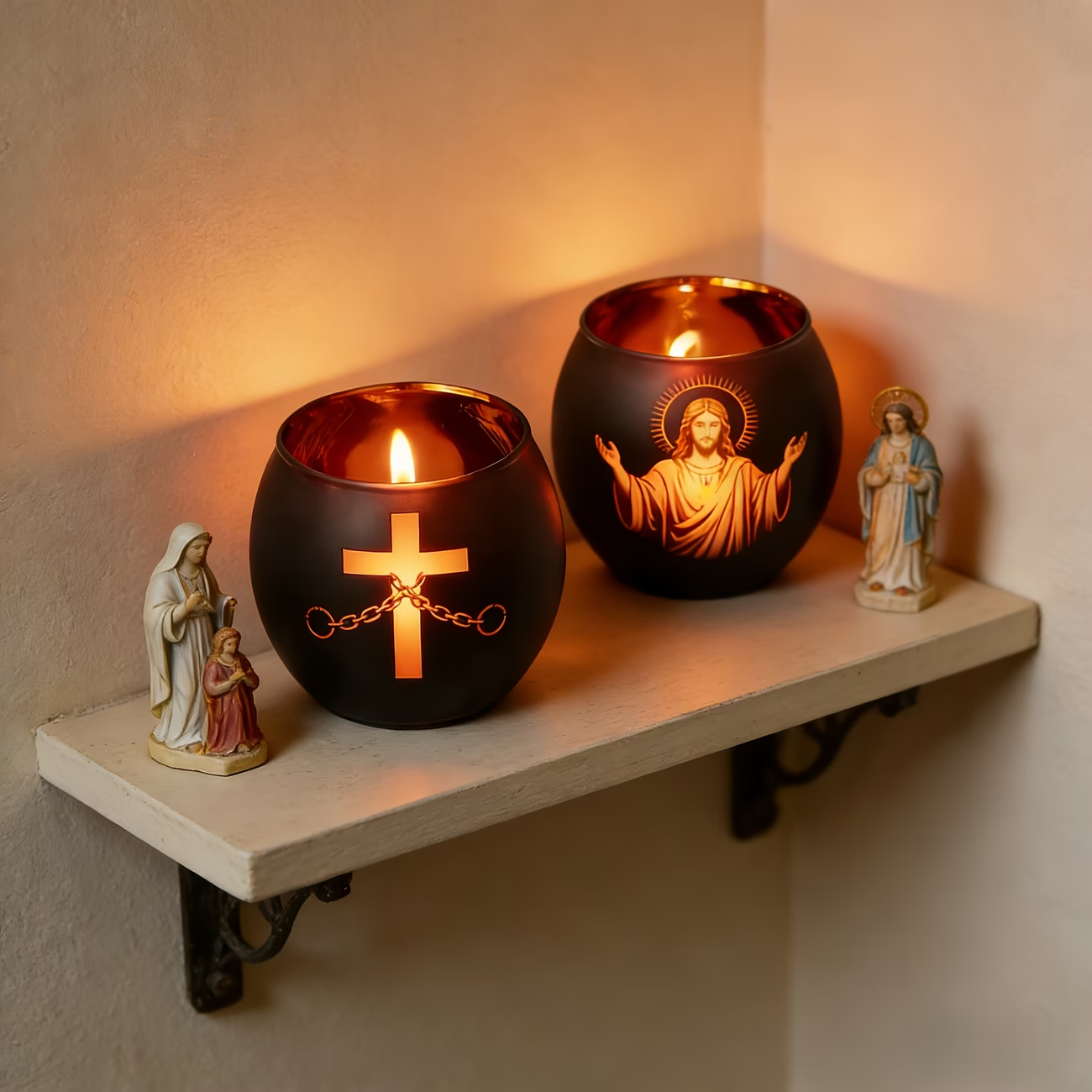 Faith & Light Christian Cross Candle Holder