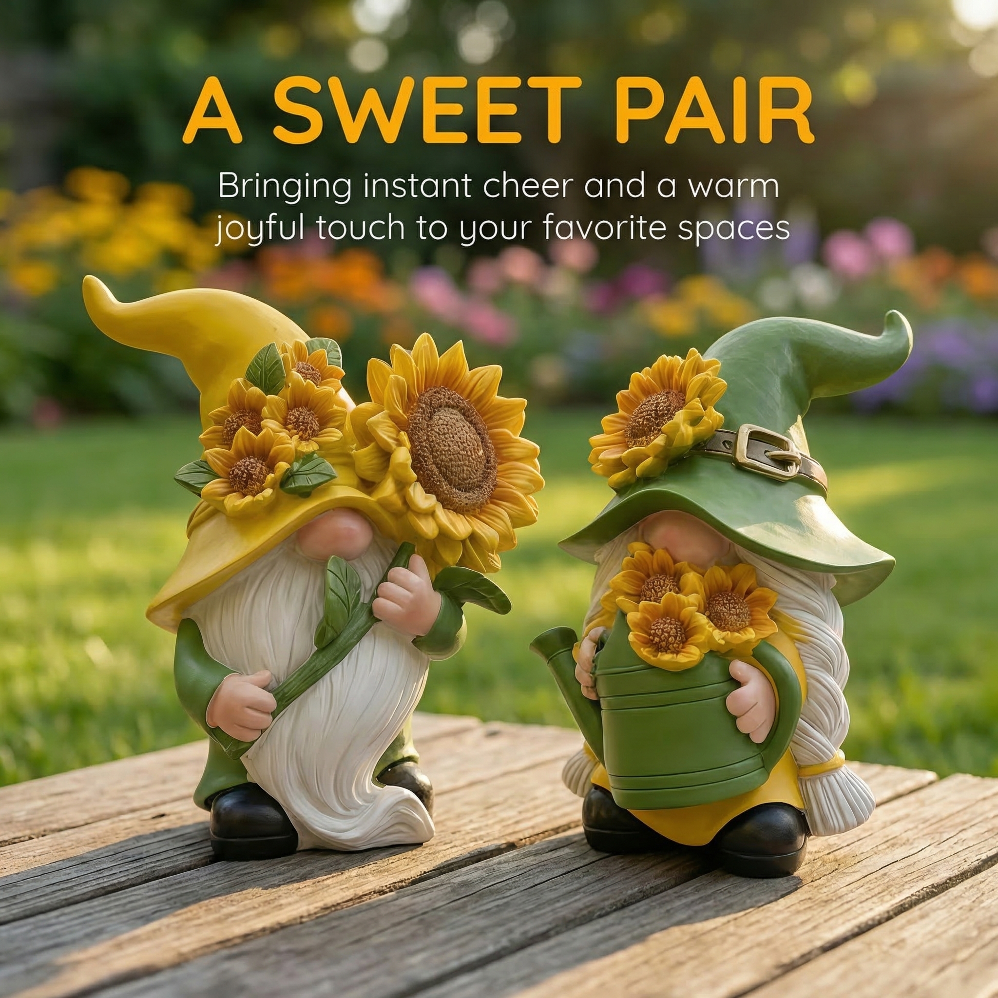 Sunflower Garden Gnome Figurines