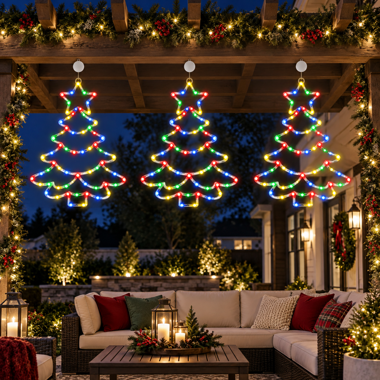 Santa Sleigh Outdoor Christmas Light Set 2pcs
