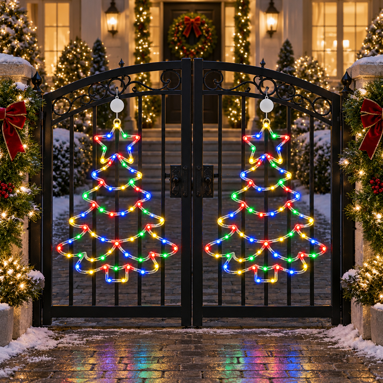 Santa Sleigh Outdoor Christmas Light Set 2pcs