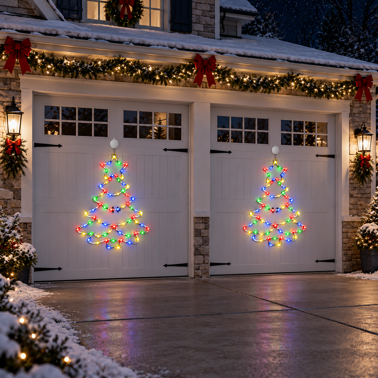 Santa Sleigh Outdoor Christmas Light Set 2pcs