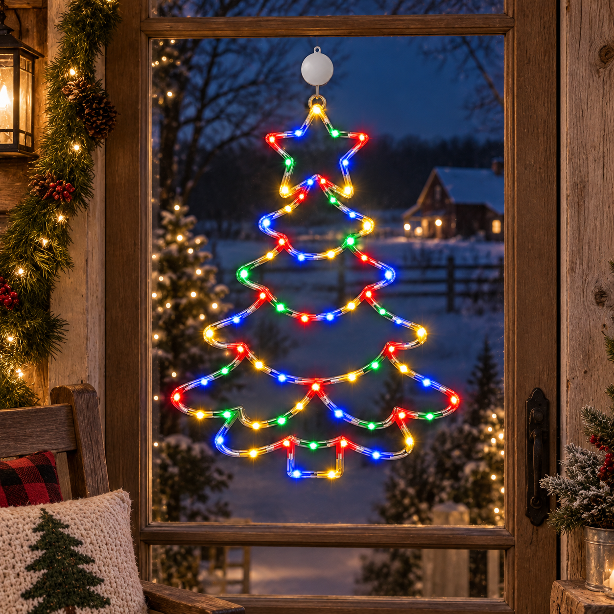 Santa Sleigh Outdoor Christmas Light Set 2pcs