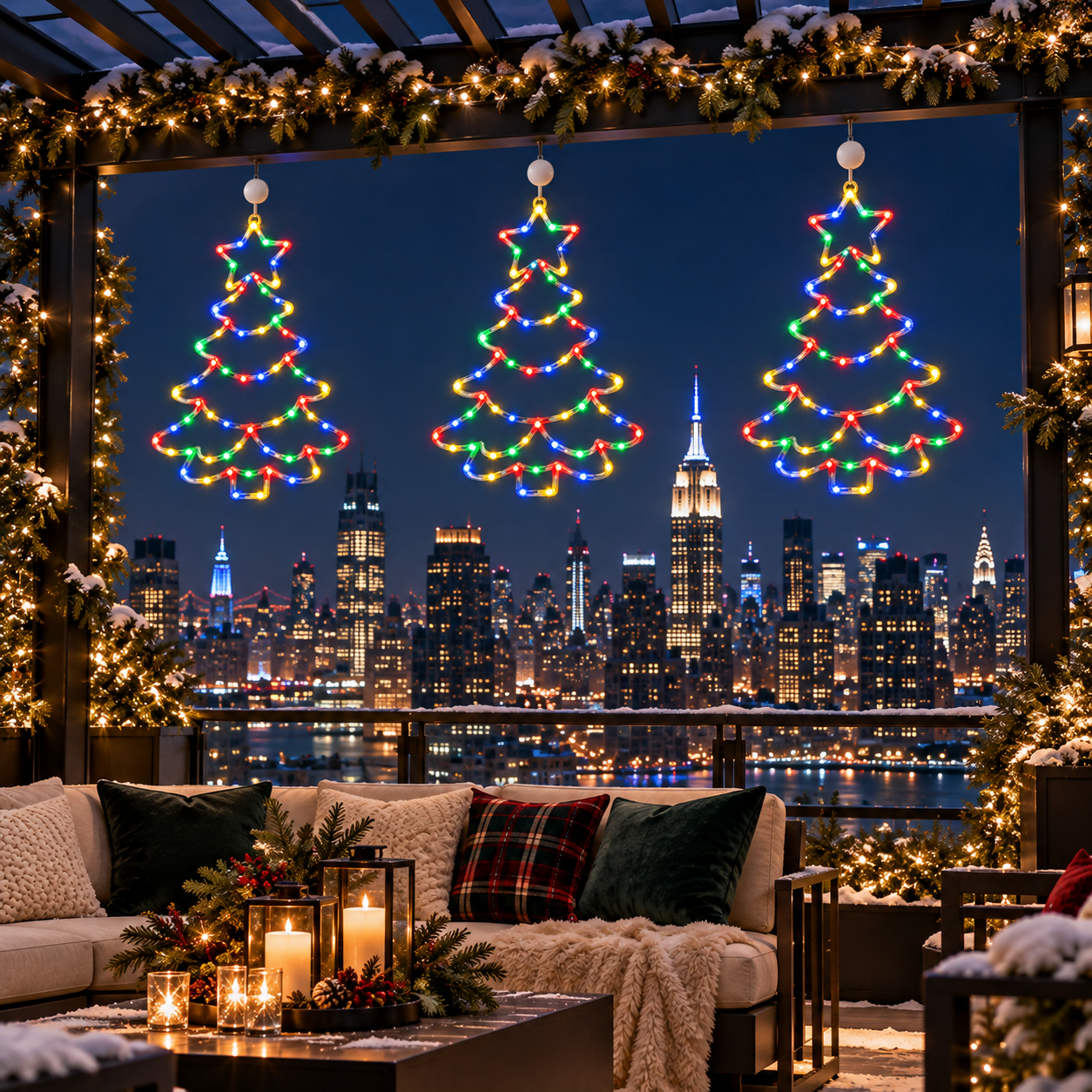 Santa Sleigh Outdoor Christmas Light Set 2pcs