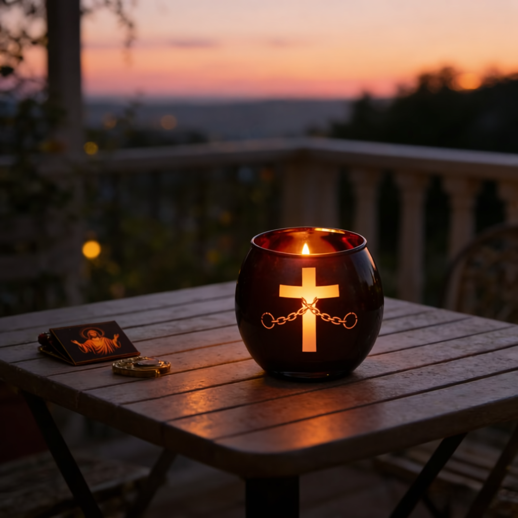 Faith & Light Christian Cross Candle Holder