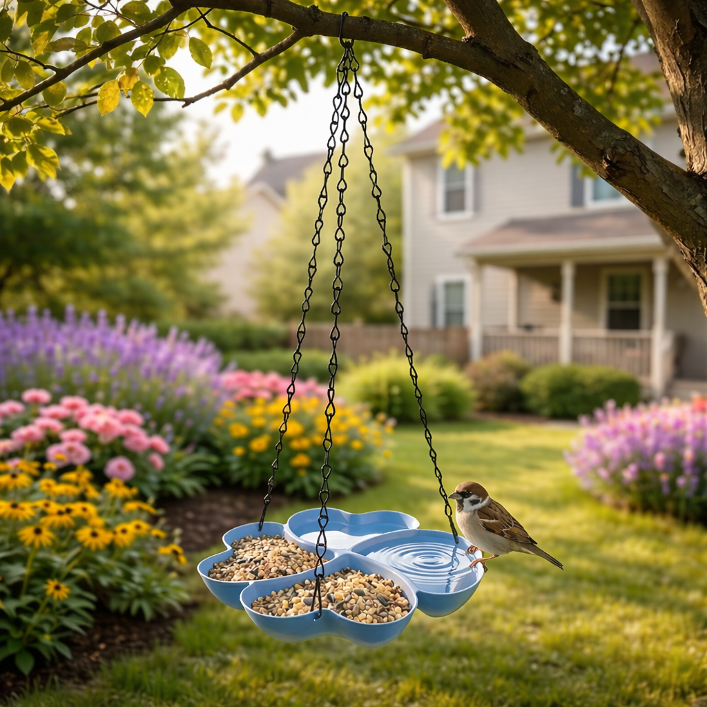 All-in-One Hanging Bird Feeder Tray