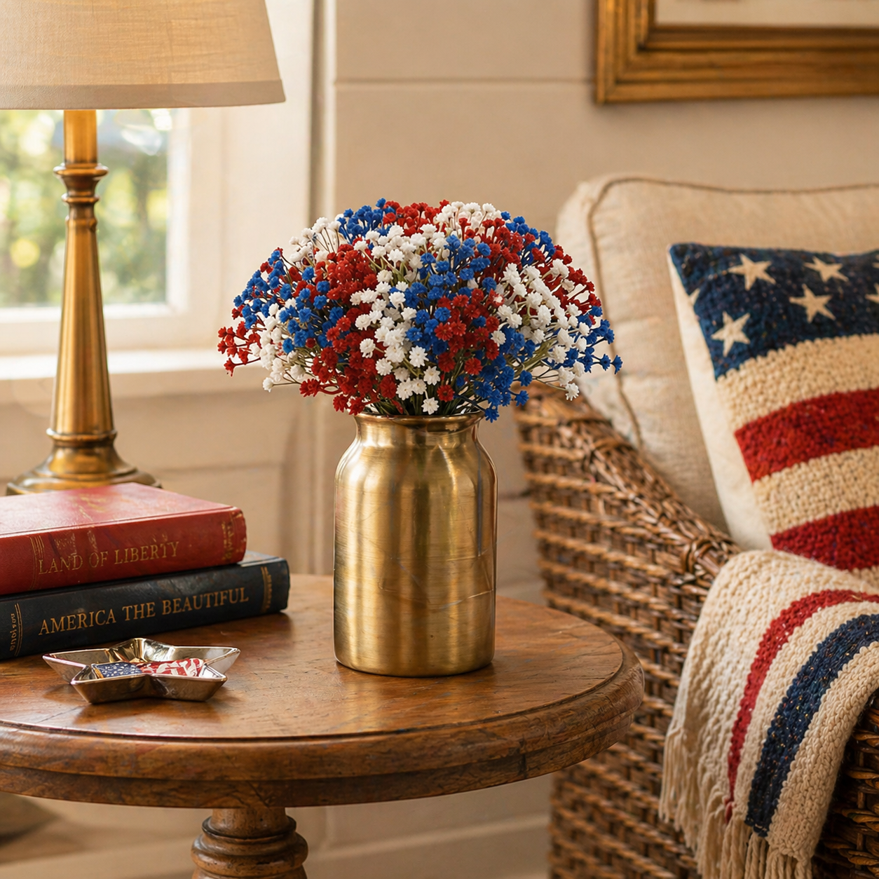 30Pcs Patriotic Faux Baby’s Breath Stems for 4th of July Decor