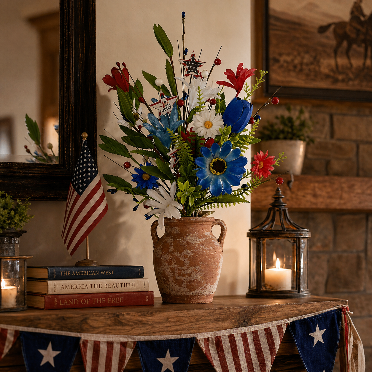 independence Day Faux Floral Arrangement with Stars & Berries