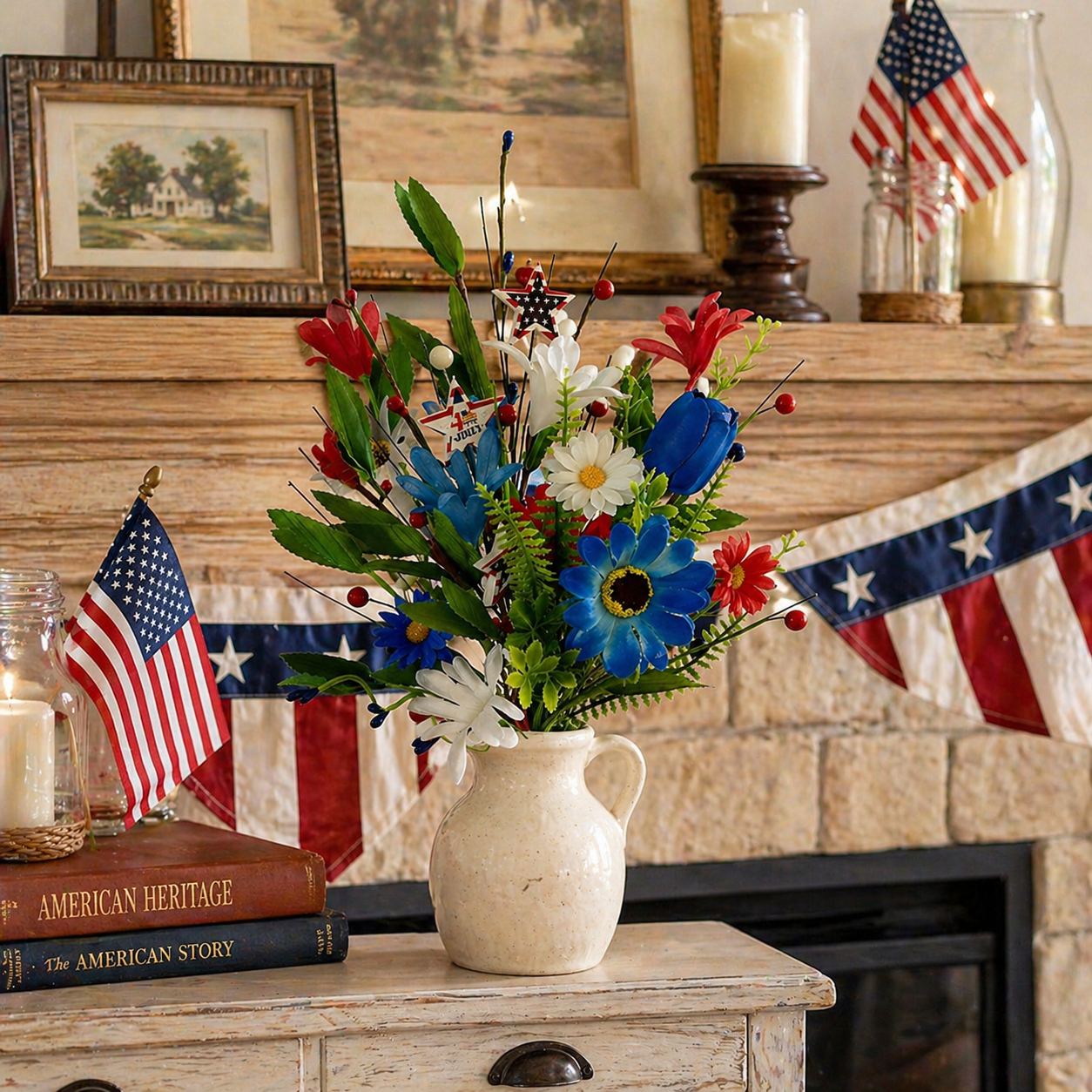 independence Day Faux Floral Arrangement with Stars & Berries