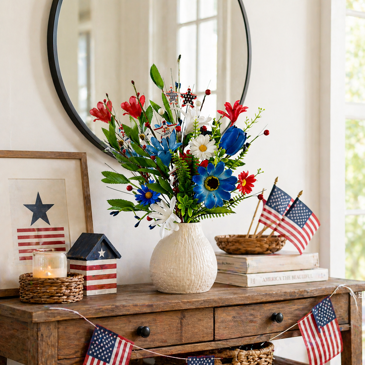independence Day Faux Floral Arrangement with Stars & Berries