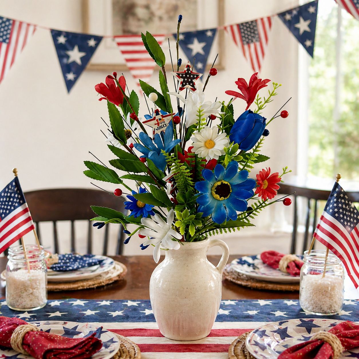 independence Day Faux Floral Arrangement with Stars & Berries