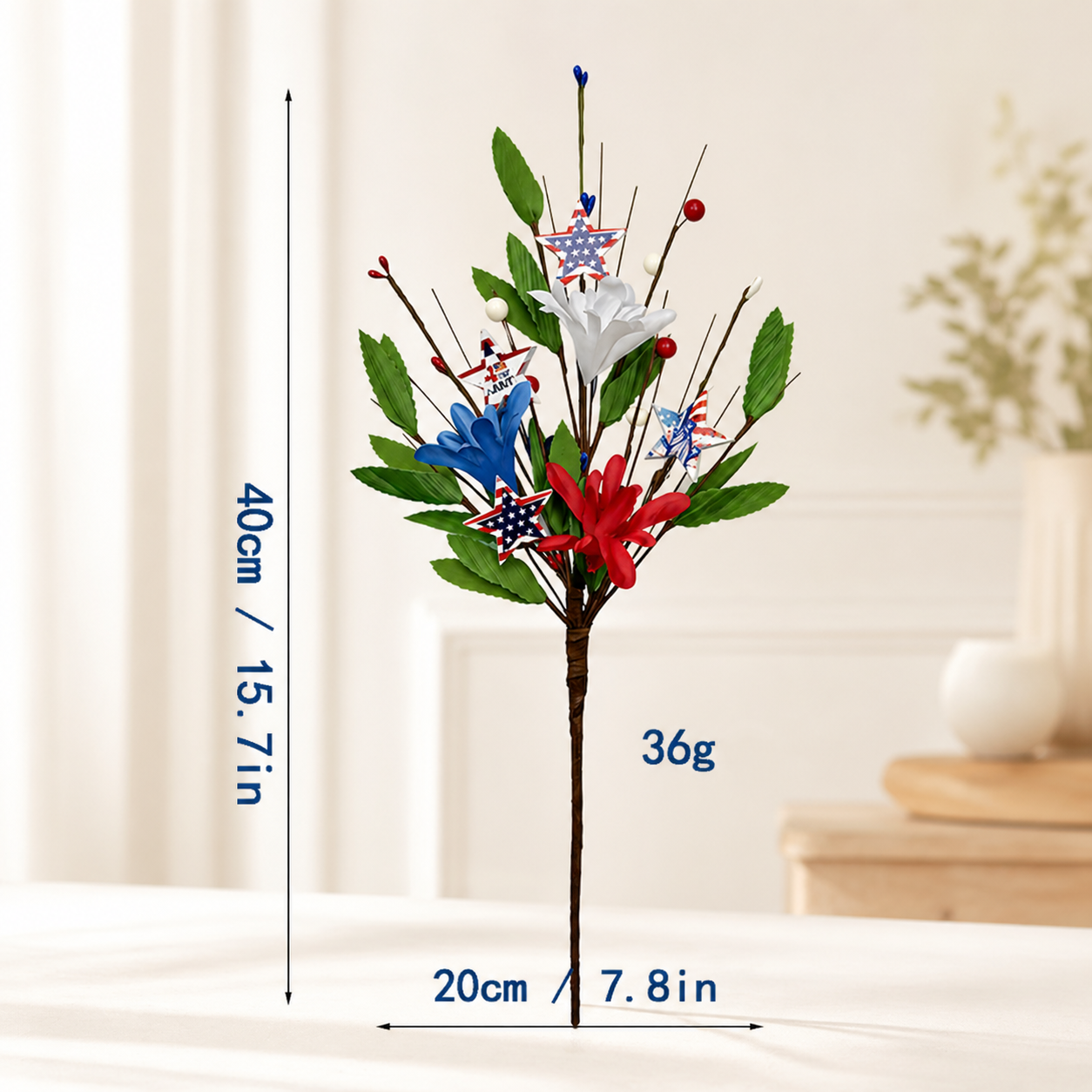 independence Day Faux Floral Arrangement with Stars & Berries