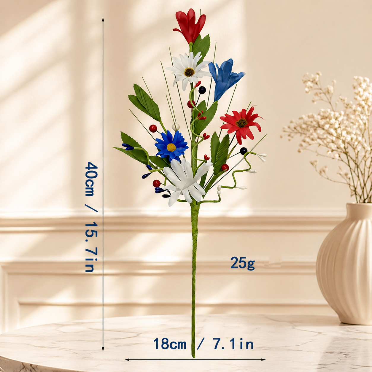 independence Day Faux Floral Arrangement with Stars & Berries