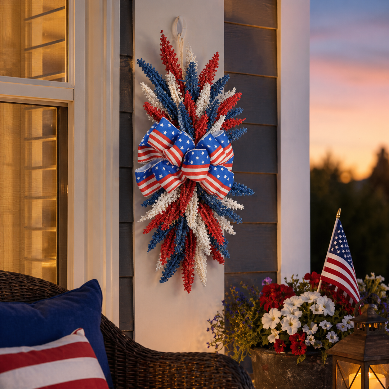 250th Anniversary Patriotic Red, White and Blue Simulated Wheat Ear Wall Hanging Decoration