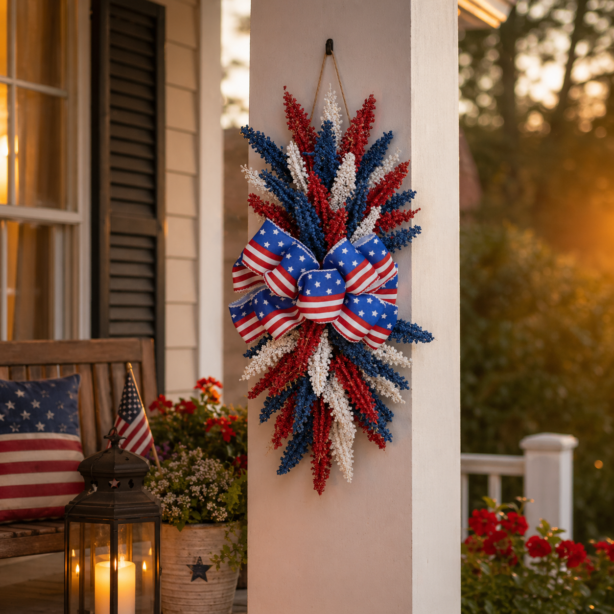 250th Anniversary Patriotic Red, White and Blue Simulated Wheat Ear Wall Hanging Decoration