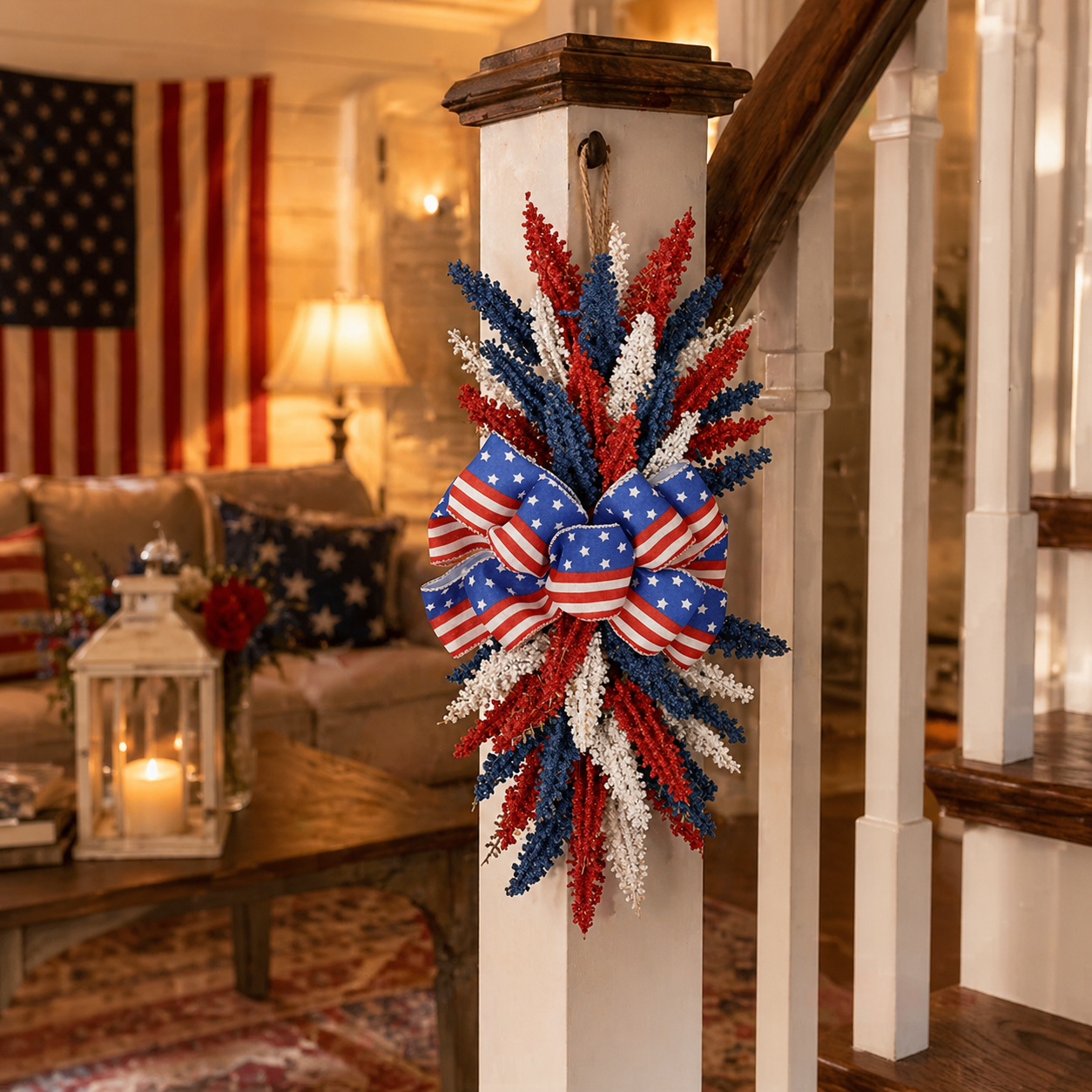 250th Anniversary Patriotic Red, White and Blue Simulated Wheat Ear Wall Hanging Decoration