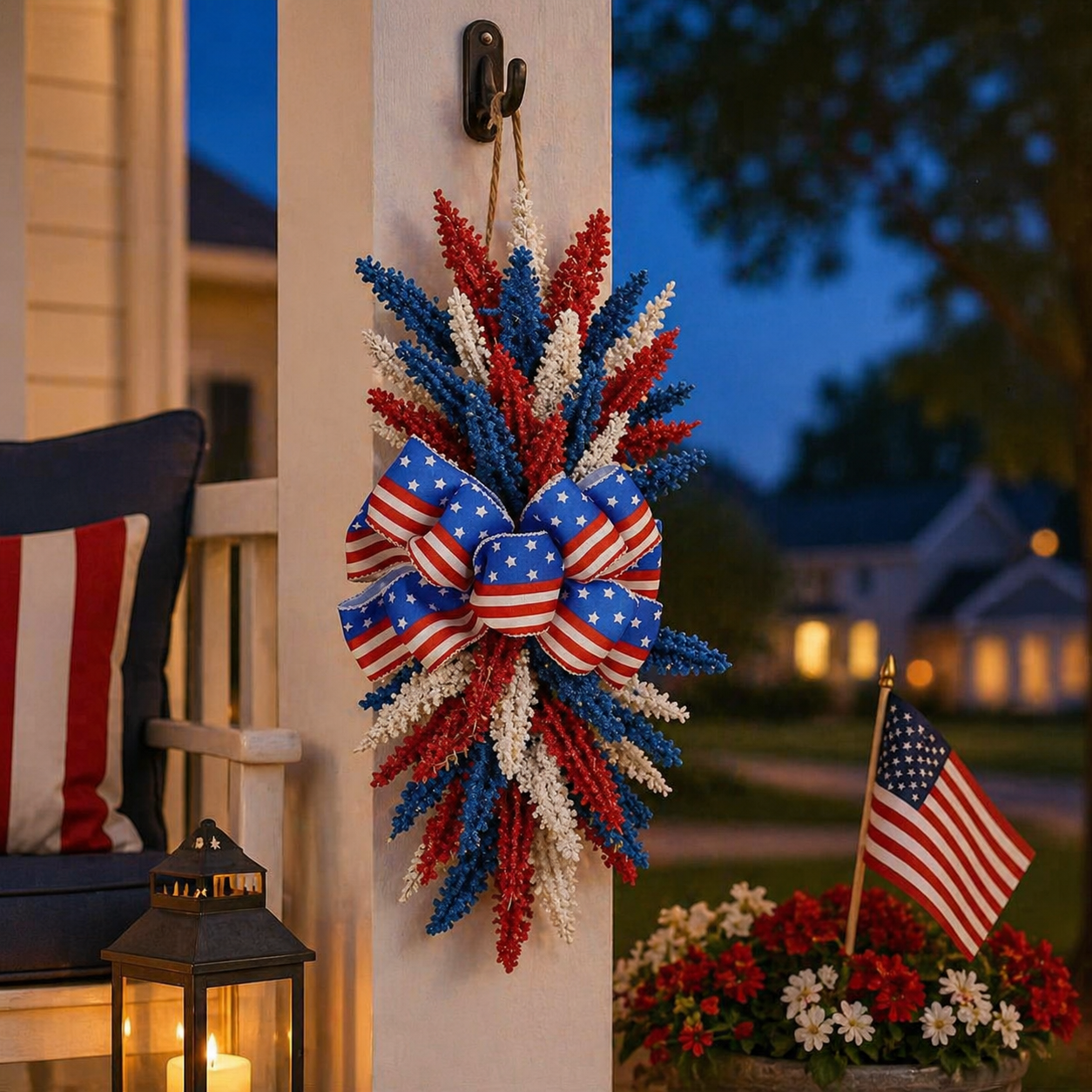 250th Anniversary Patriotic Red, White and Blue Simulated Wheat Ear Wall Hanging Decoration