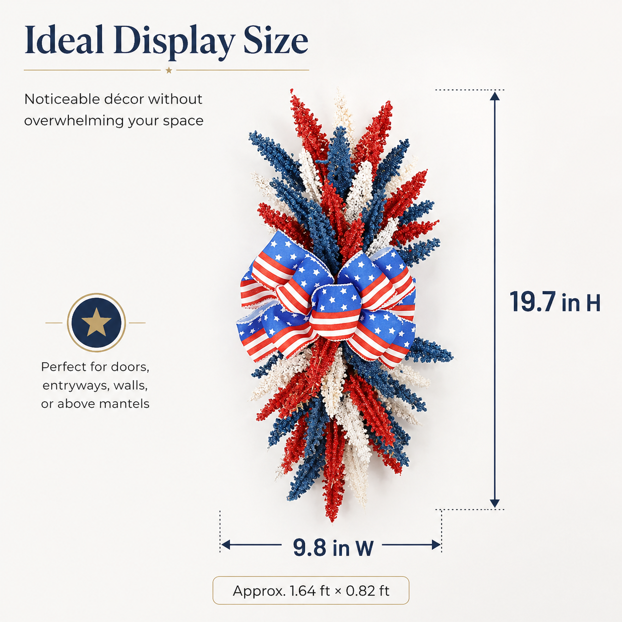 250th Anniversary Patriotic Red, White and Blue Simulated Wheat Ear Wall Hanging Decoration