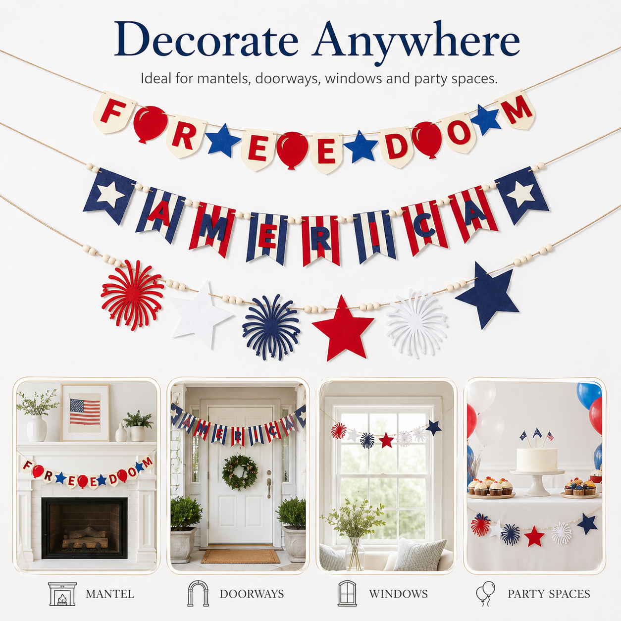250th Anniversary Commemorative Flag Decorations, Patriotic Banners, and Ornaments