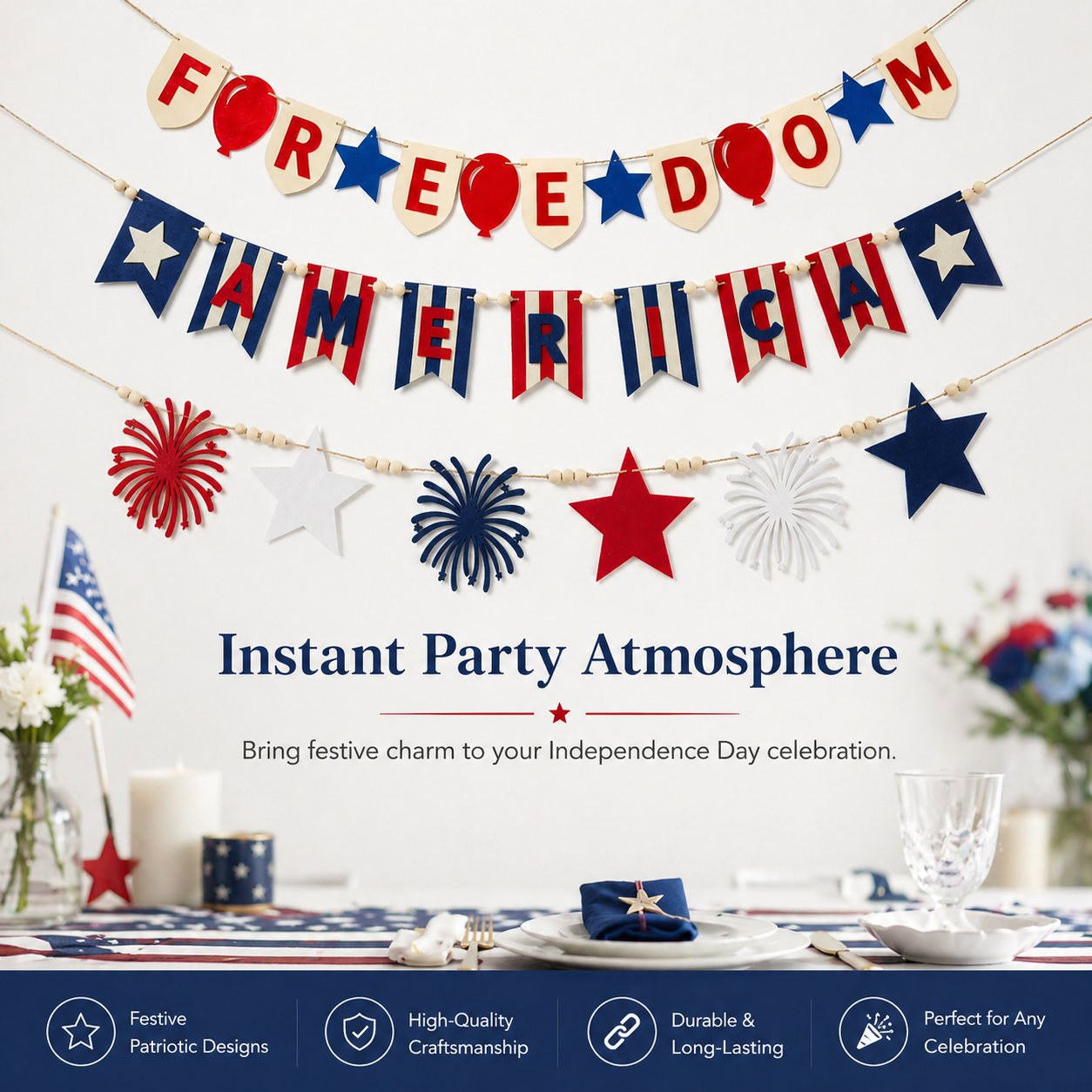 250th Anniversary Commemorative Flag Decorations, Patriotic Banners, and Ornaments