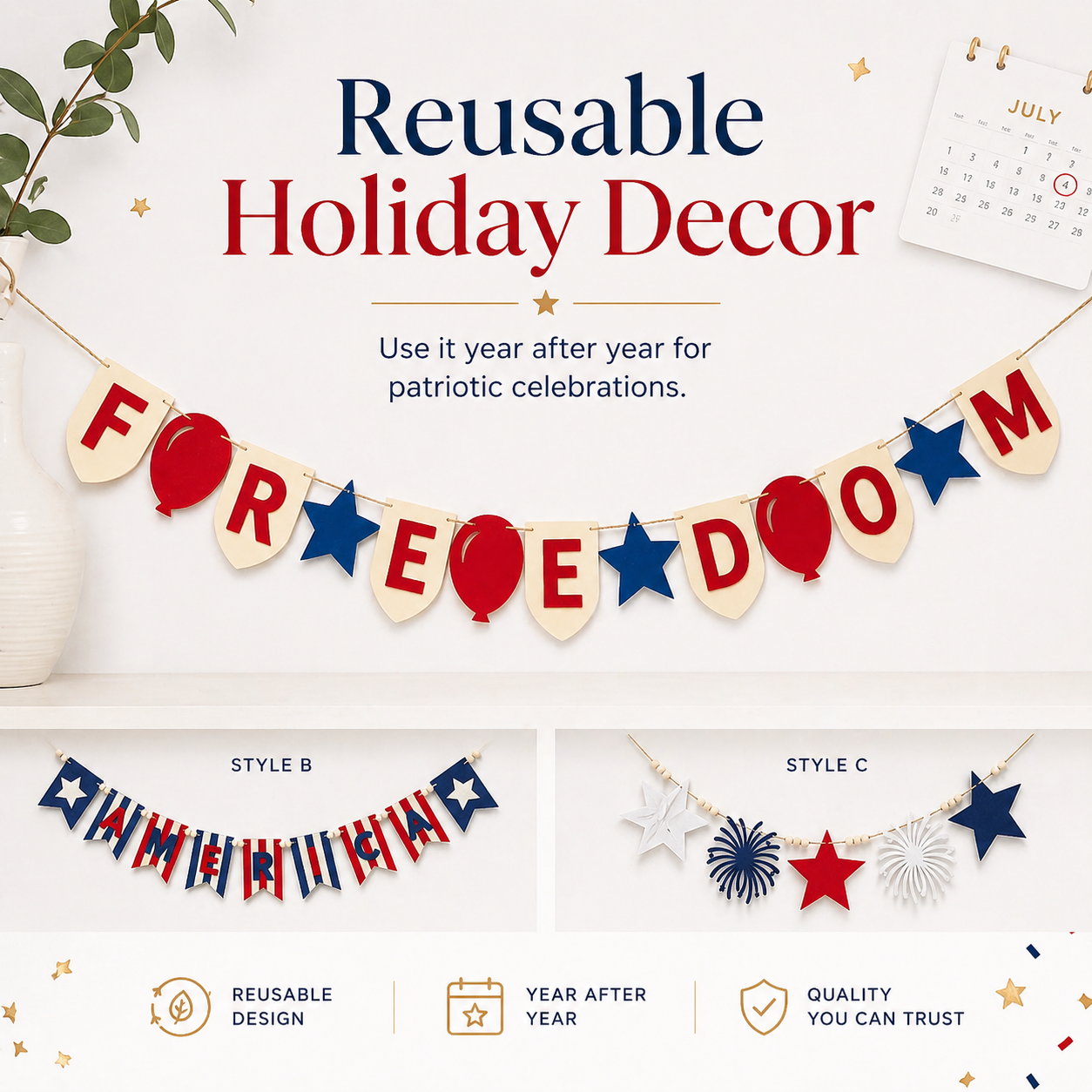 250th Anniversary Commemorative Flag Decorations, Patriotic Banners, and Ornaments