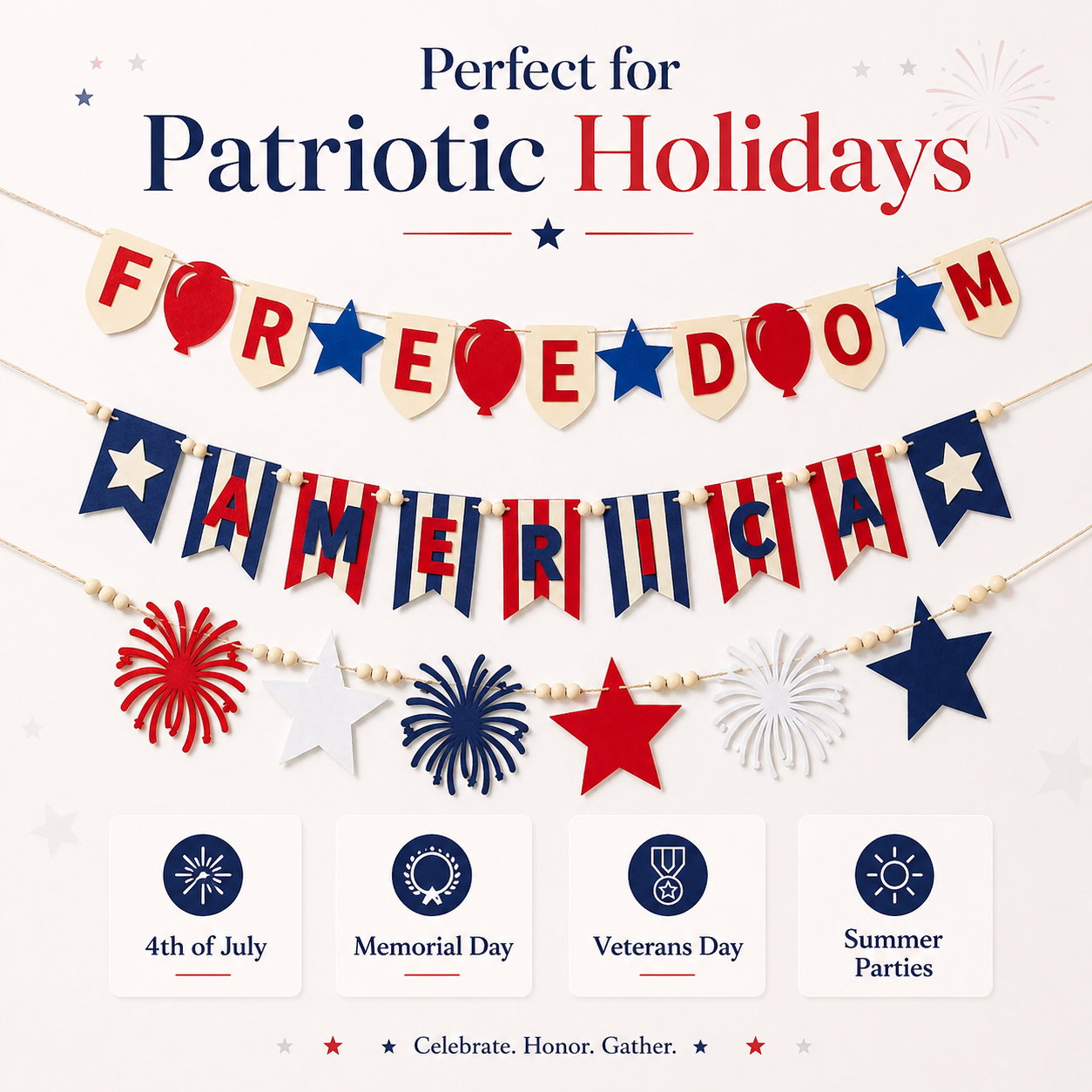 250th Anniversary Commemorative Flag Decorations, Patriotic Banners, and Ornaments