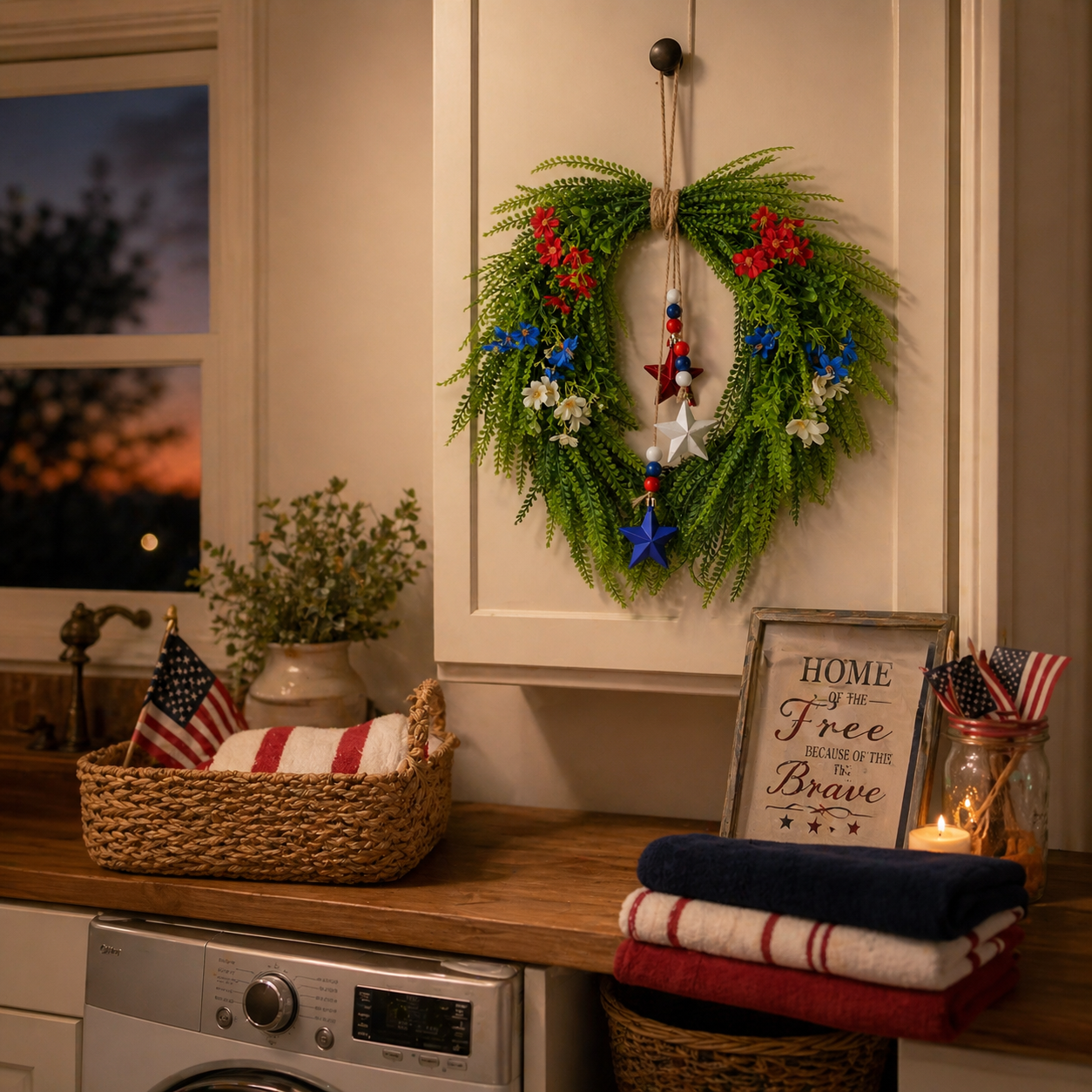 Independence Day Red, Blue and White Star Wreath Ornament
