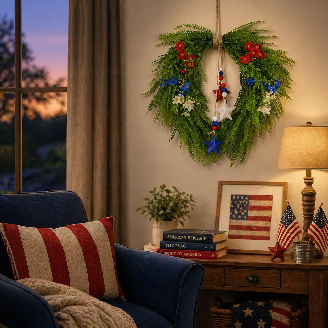 Independence Day Red, Blue and White Star Wreath Ornament