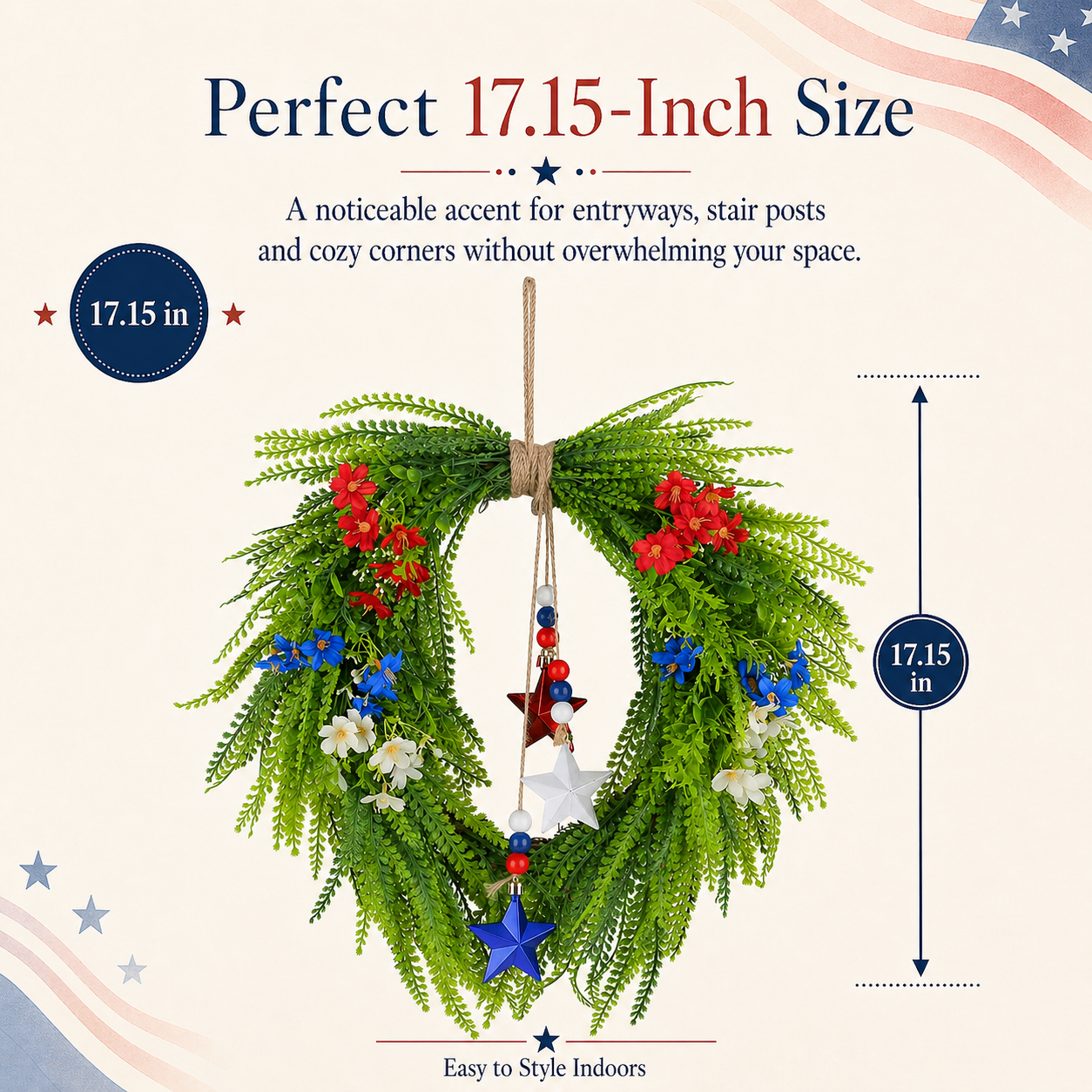 Independence Day Red, Blue and White Star Wreath Ornament
