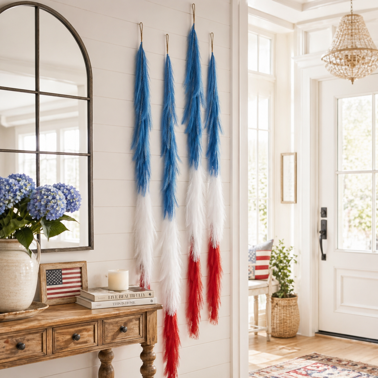 250th Anniversary Patriotic Red, White and Blue Simulated Reed Rat Decoration