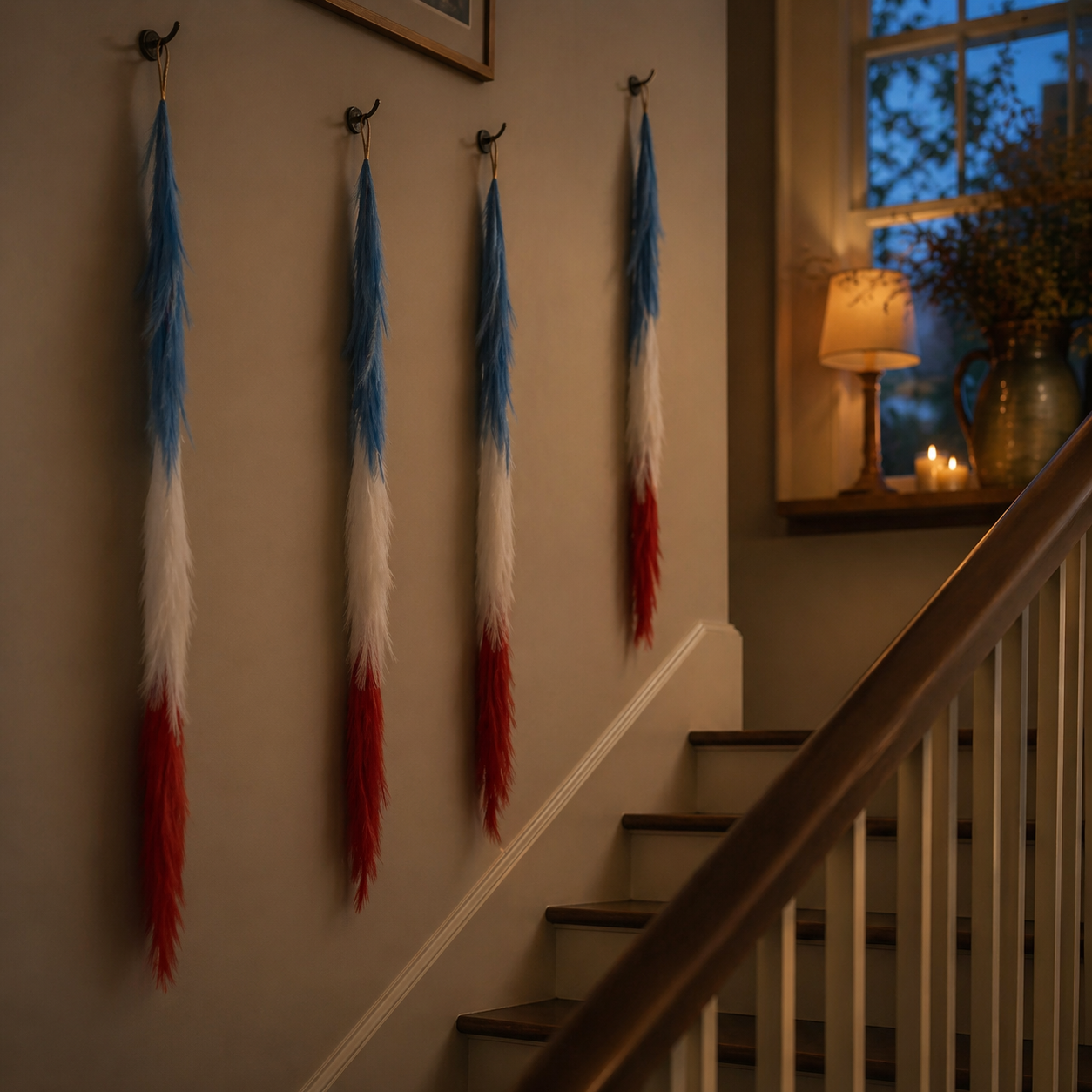 250th Anniversary Patriotic Red, White and Blue Simulated Reed Rat Decoration