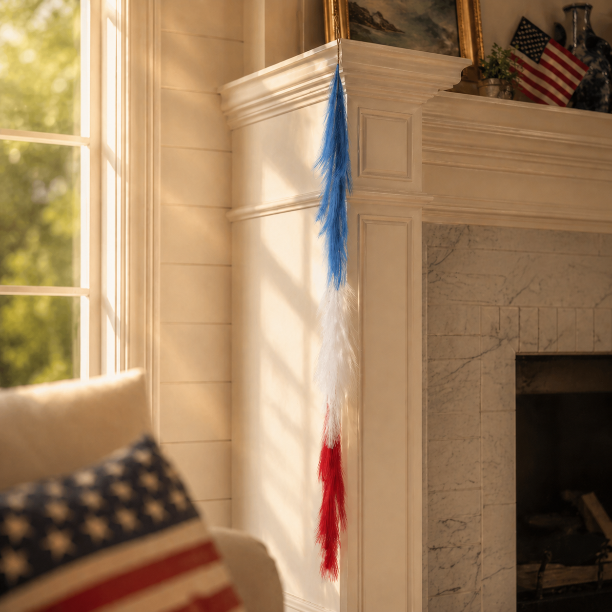 250th Anniversary Patriotic Red, White and Blue Simulated Reed Rat Decoration