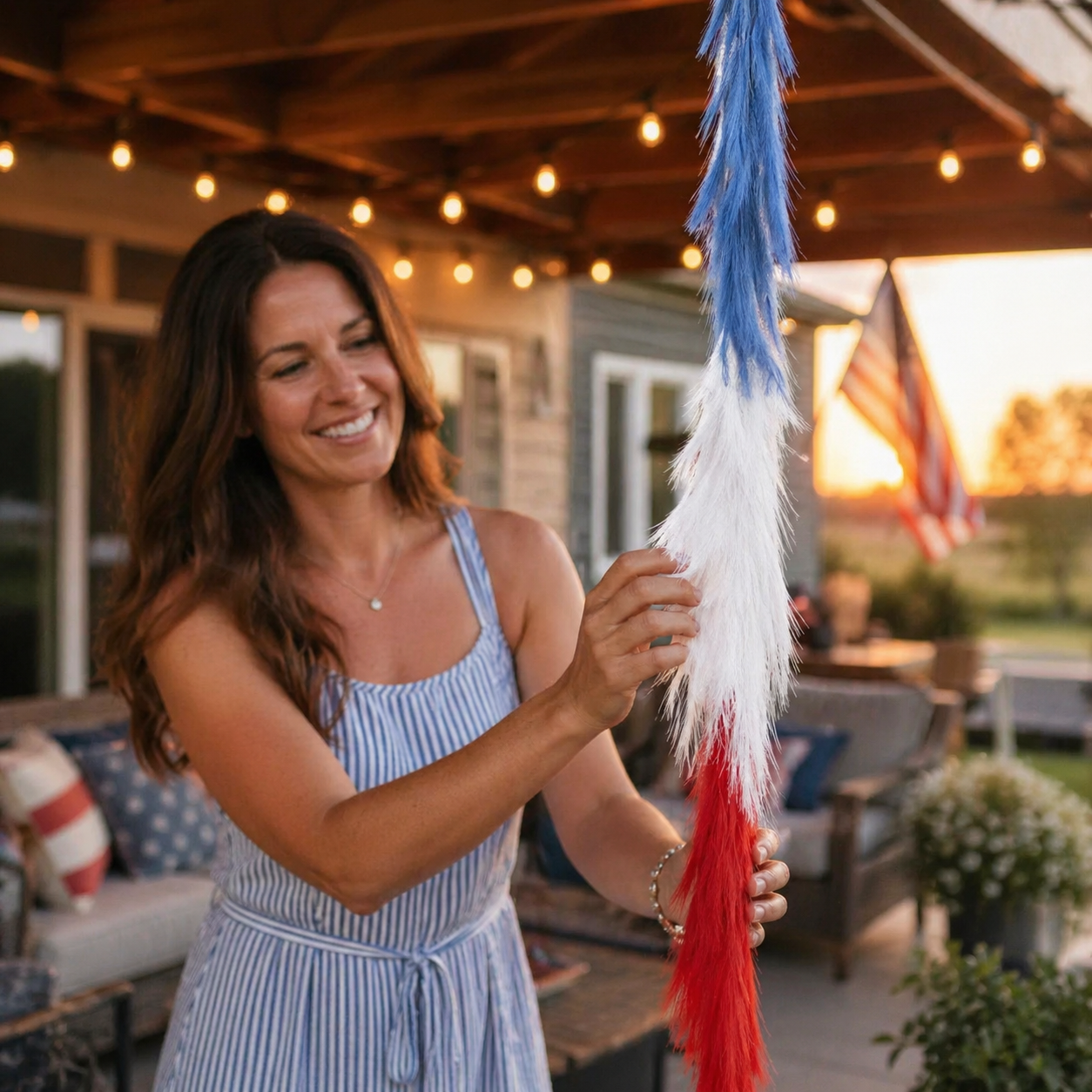 250th Anniversary Patriotic Red, White and Blue Simulated Reed Rat Decoration