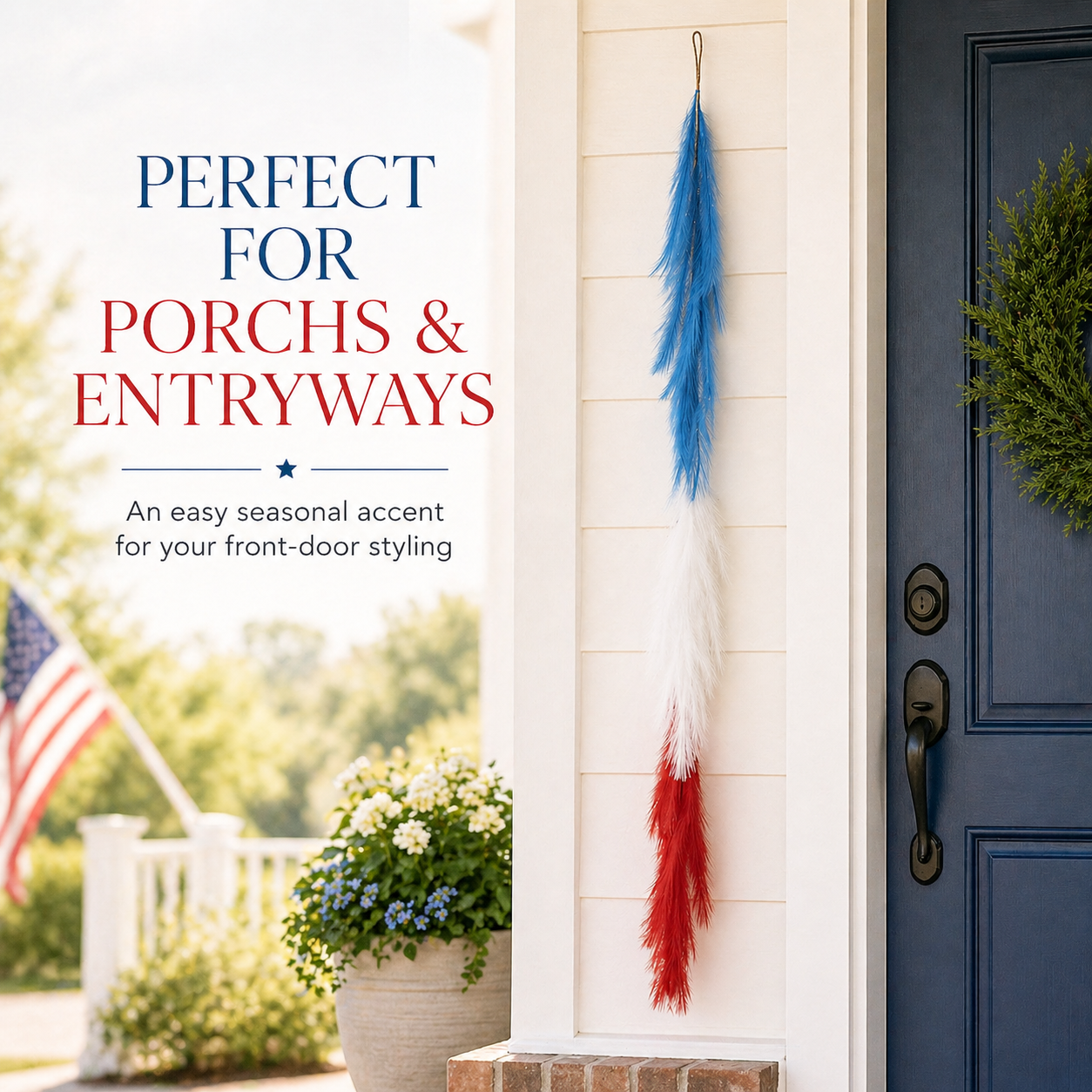 250th Anniversary Patriotic Red, White and Blue Simulated Reed Rat Decoration