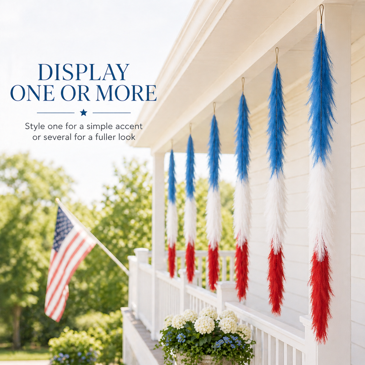 250th Anniversary Patriotic Red, White and Blue Simulated Reed Rat Decoration