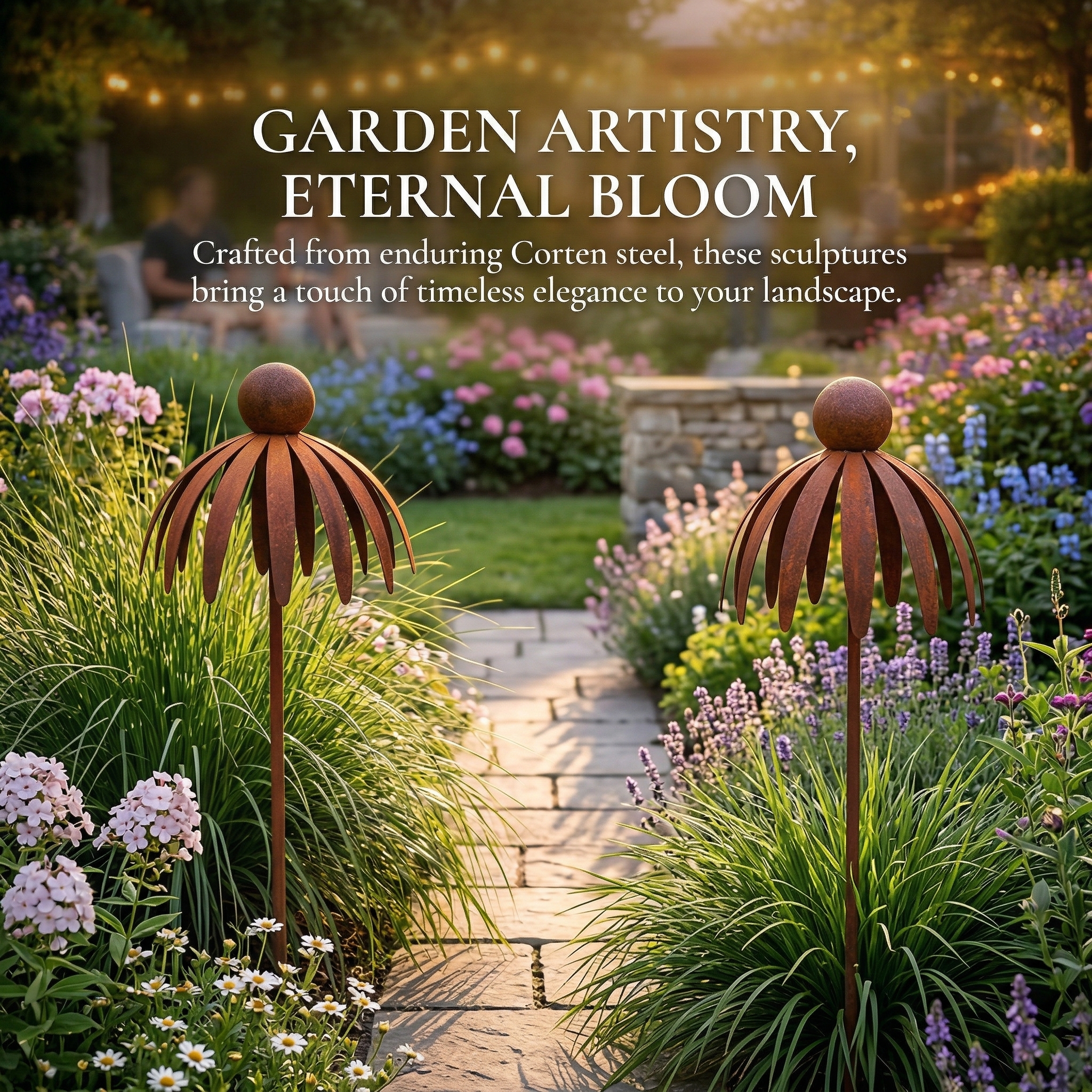 Outdoor Rusty Round-Headed Wrought Iron Petal Ground Pitcher