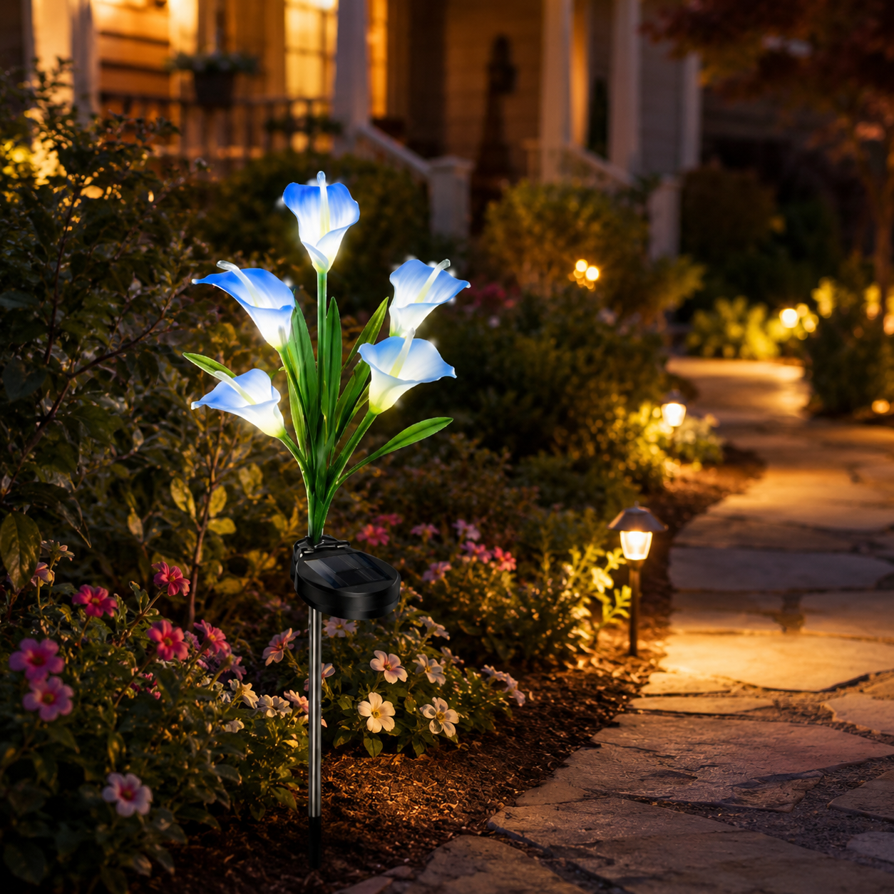 2pc Solar-Powered Calla Lily Garden Outdoor LED Light