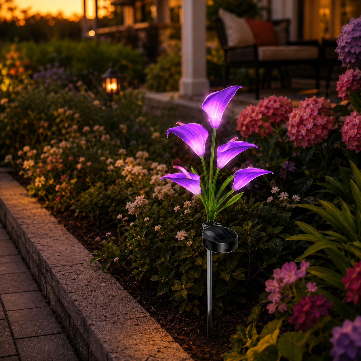 2pc Solar-Powered Calla Lily Garden Outdoor LED Light