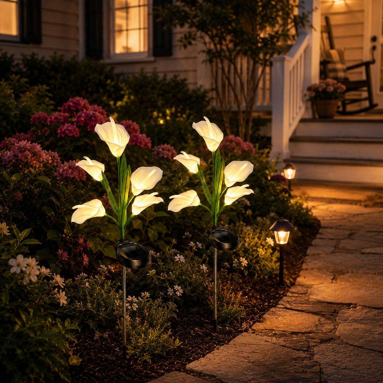 2pc Solar-Powered Calla Lily Garden Outdoor LED Light