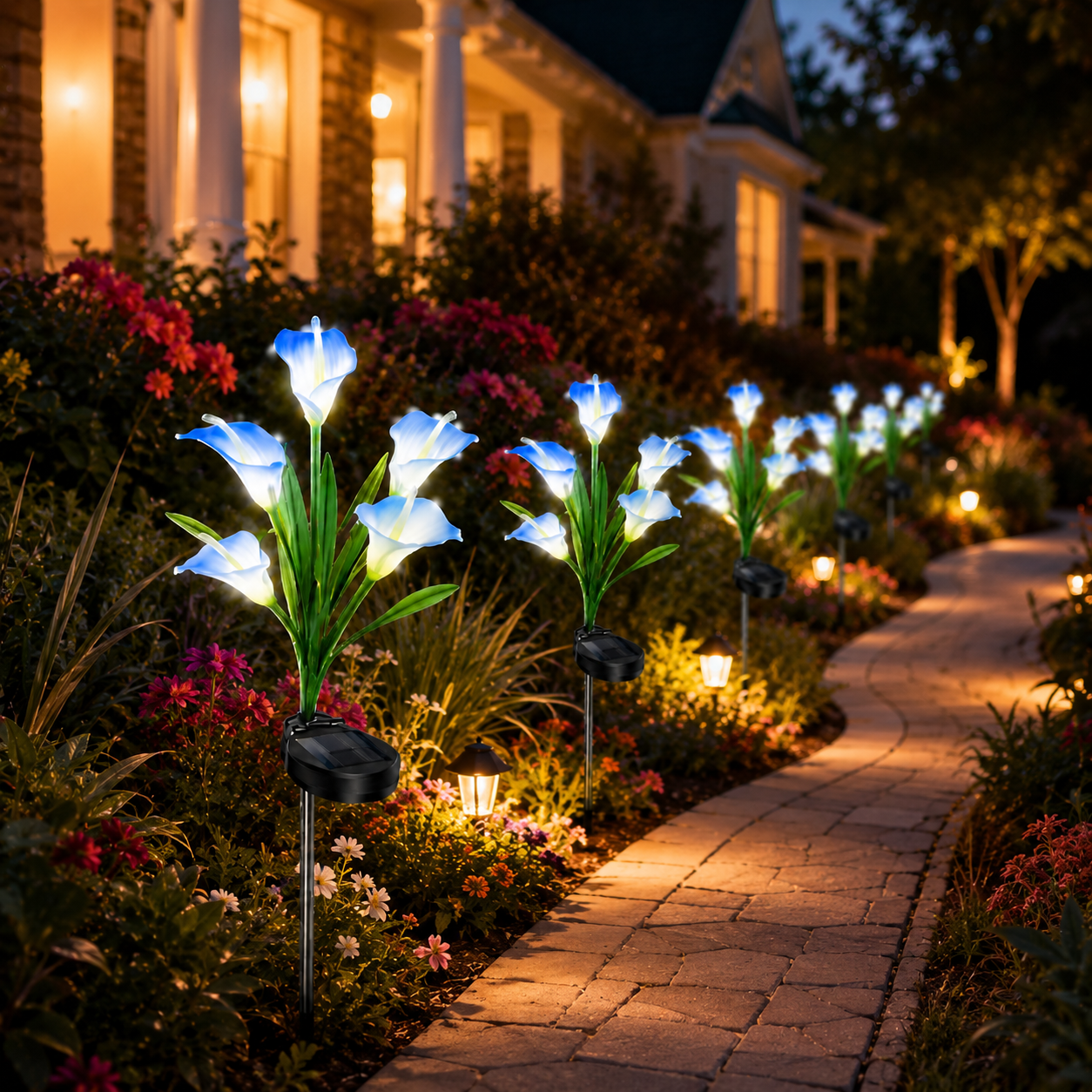 2pc Solar-Powered Calla Lily Garden Outdoor LED Light