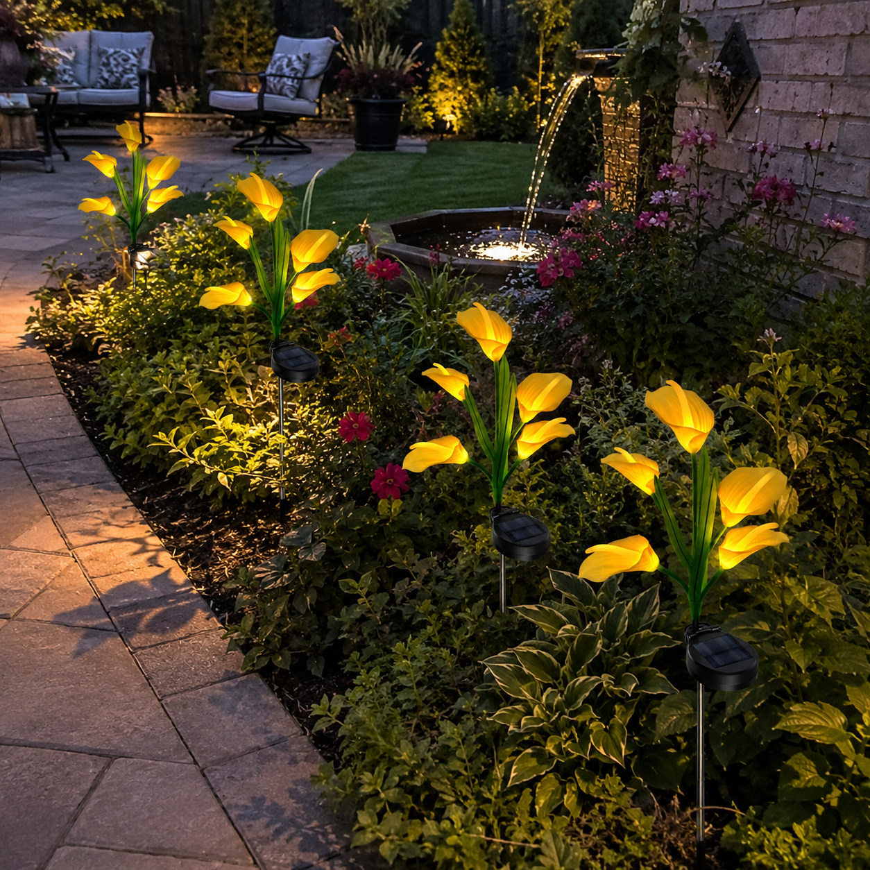 2pc Solar-Powered Calla Lily Garden Outdoor LED Light