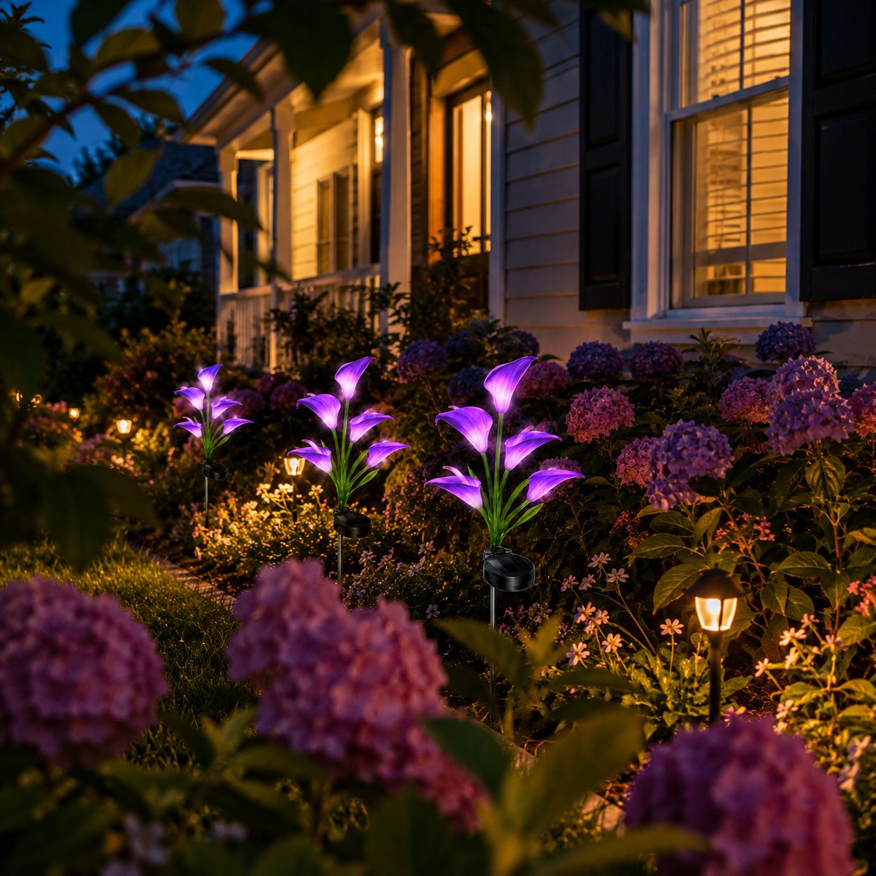 2pc Solar-Powered Calla Lily Garden Outdoor LED Light