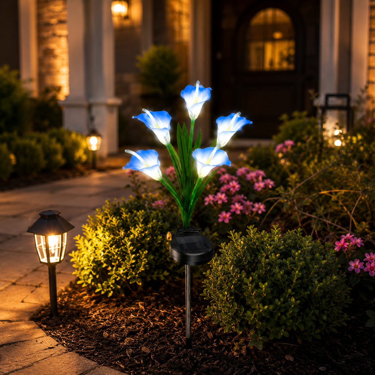 2pc Solar-Powered Calla Lily Garden Outdoor LED Light