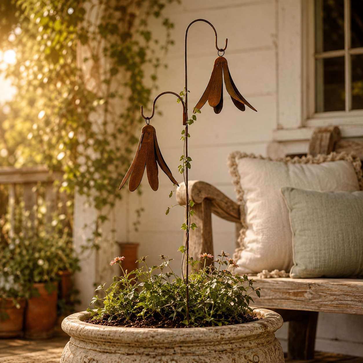 Rustic Bellflower Metal Garden Stake