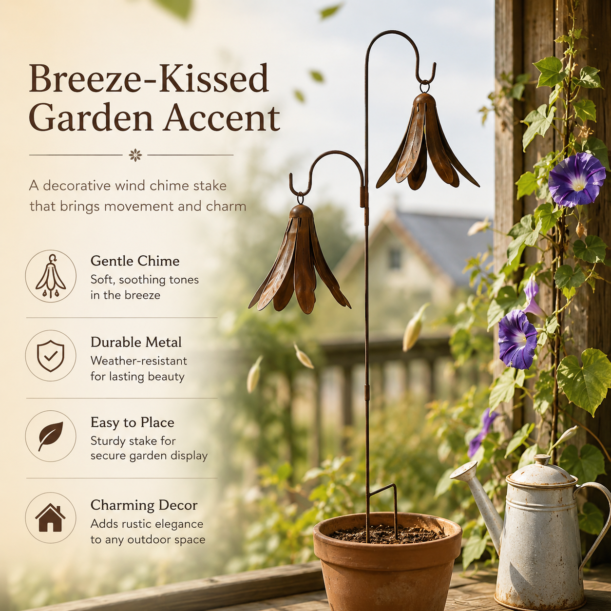 Rustic Bellflower Metal Garden Stake