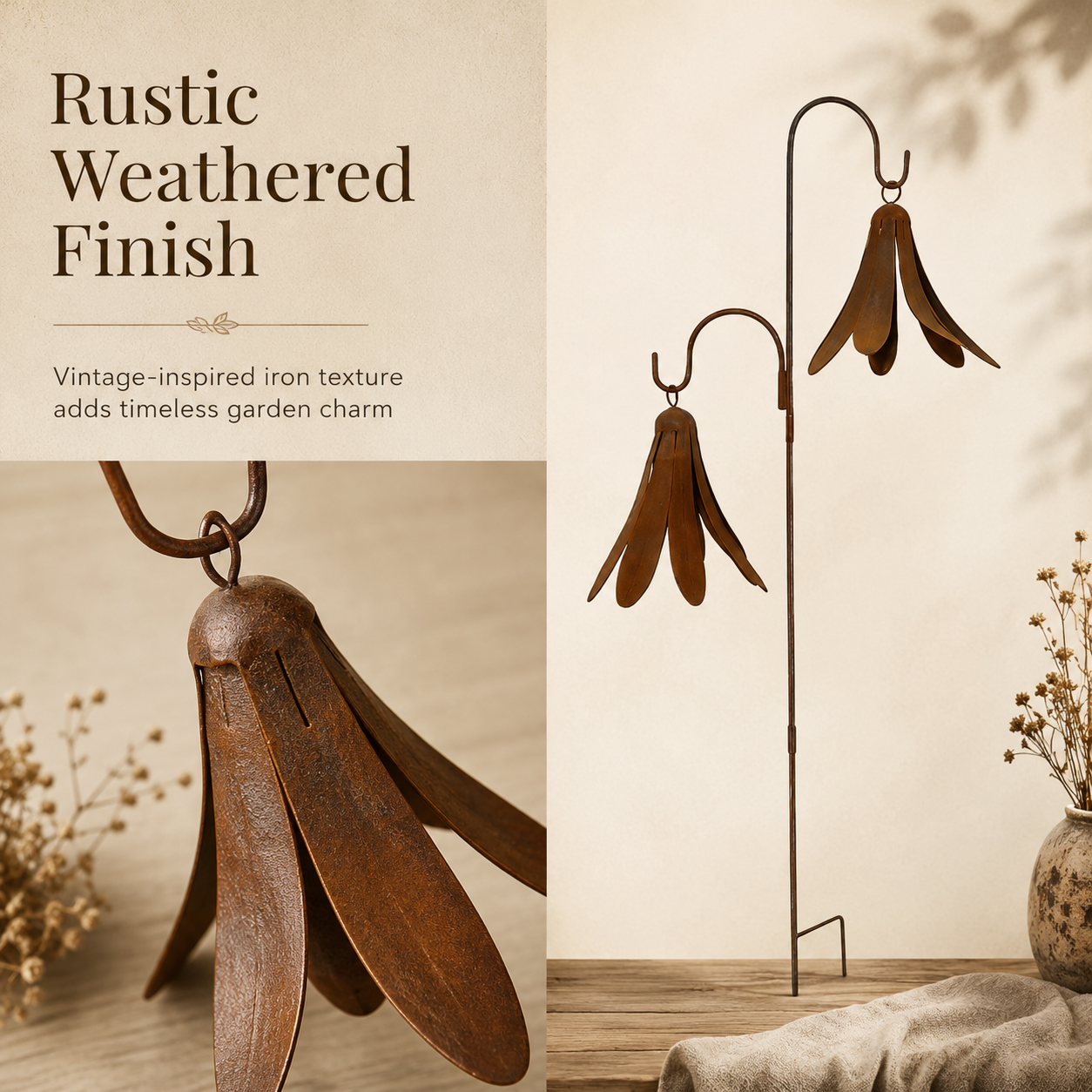 Rustic Bellflower Metal Garden Stake