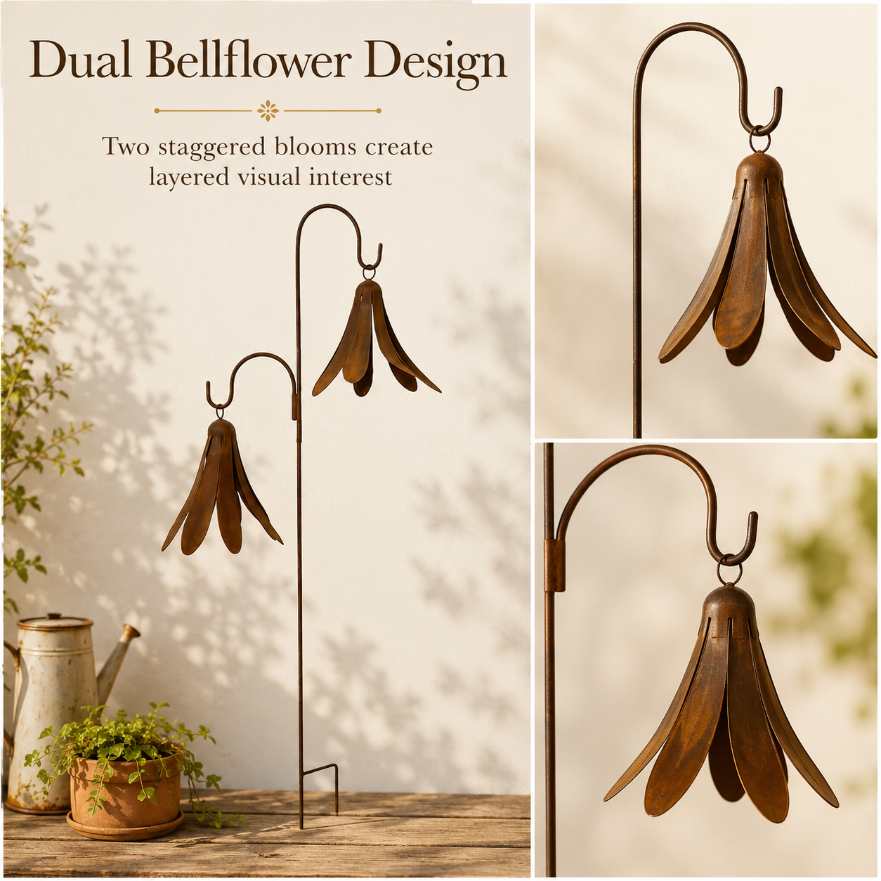 Rustic Bellflower Metal Garden Stake