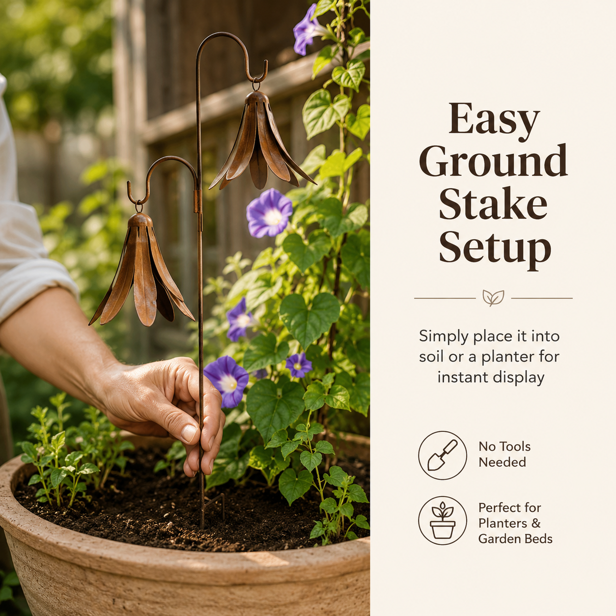 Rustic Bellflower Metal Garden Stake