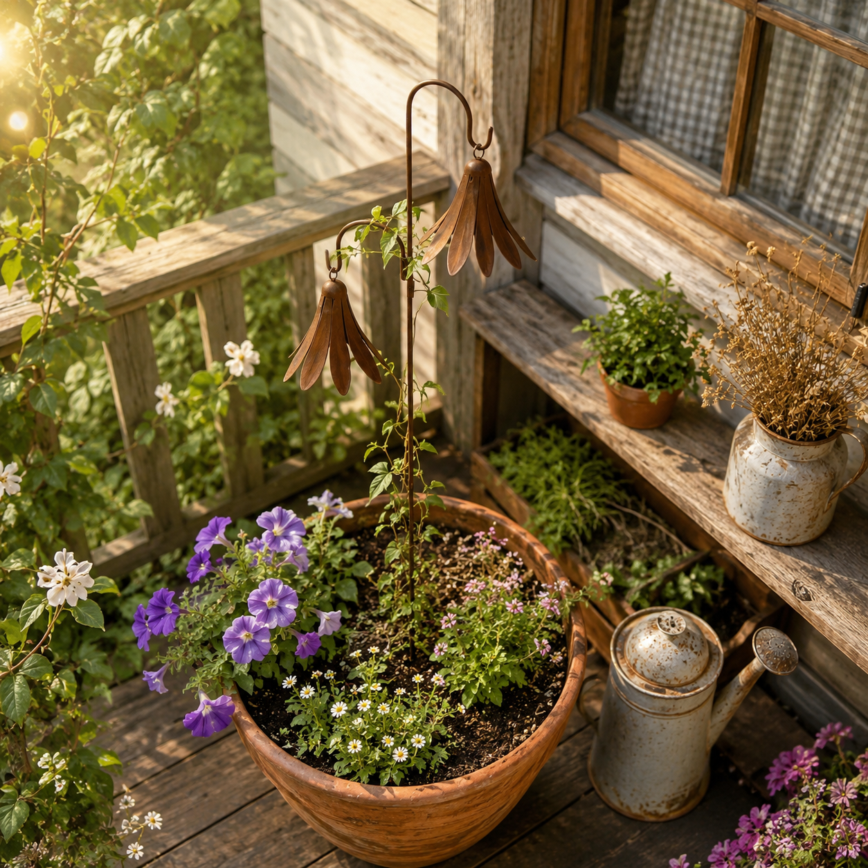 Rustic Bellflower Metal Garden Stake