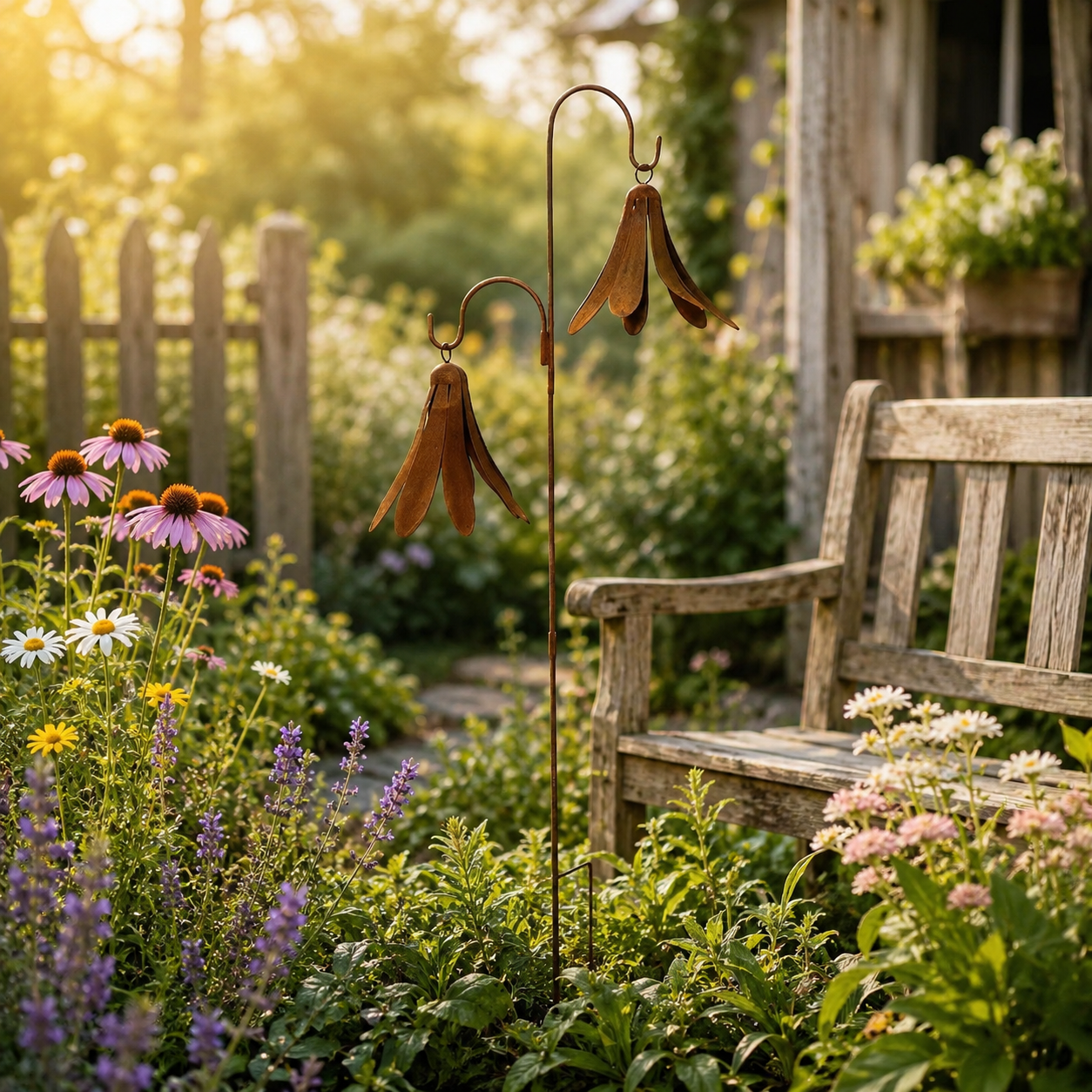 Rustic Bellflower Metal Garden Stake