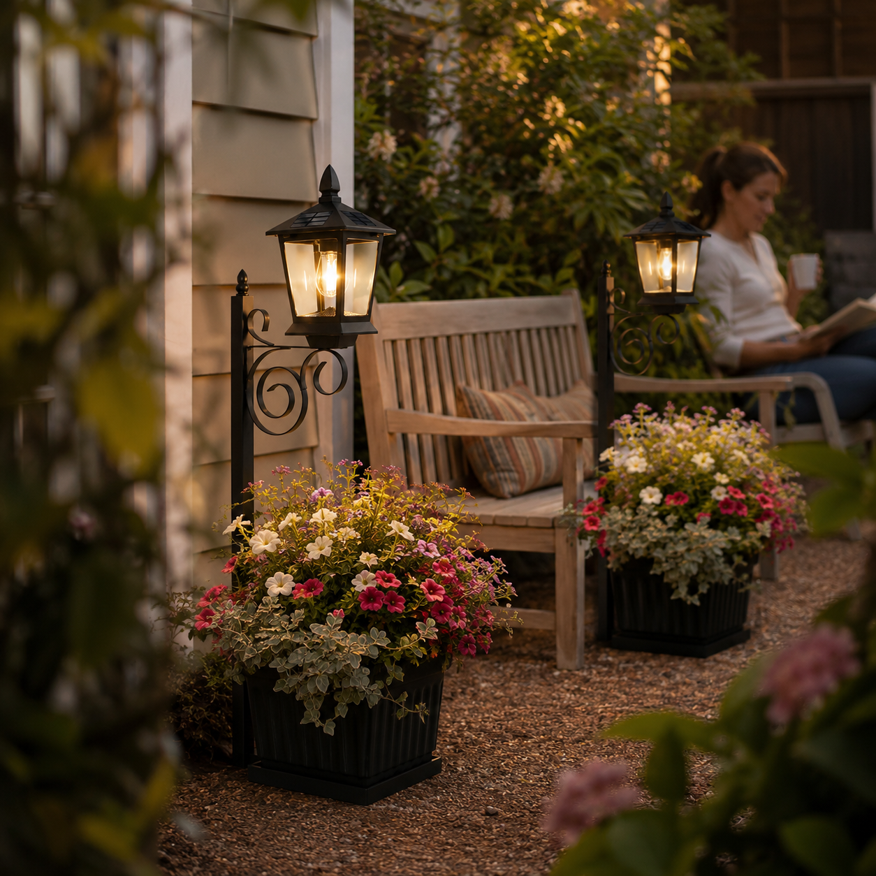 Waterproof Solar-Powered Flower Pot Light – Warm White Light, Suitable For Courtyards, Porches, And Entrances.